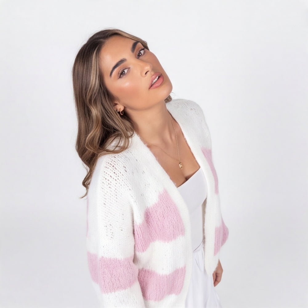 BLUSH STRIPE KNIT CARDIIGAN