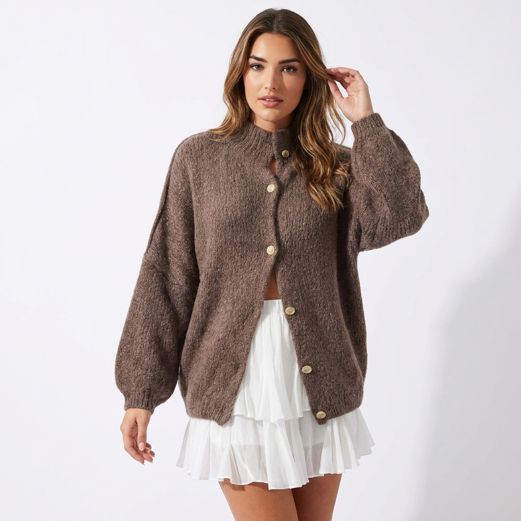 Golden Button Knit Cardigan