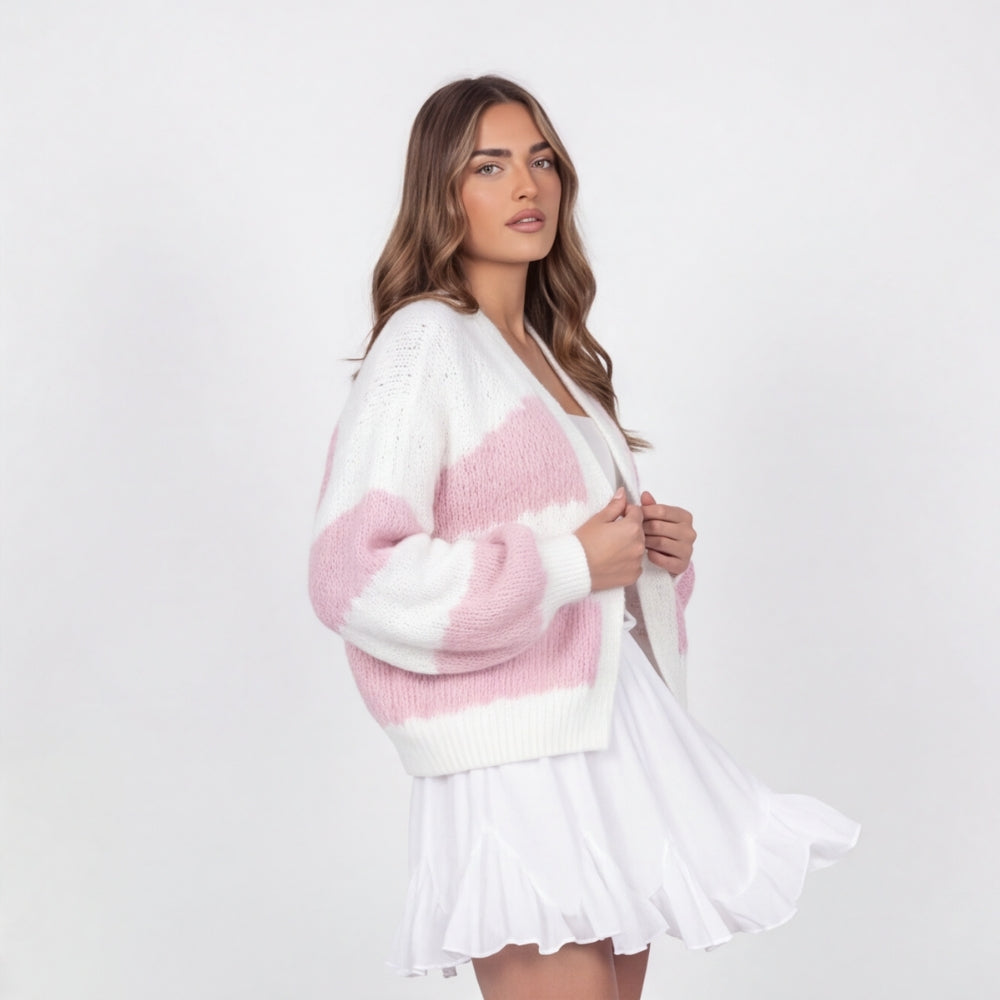 BLUSH STRIPE KNIT CARDIIGAN